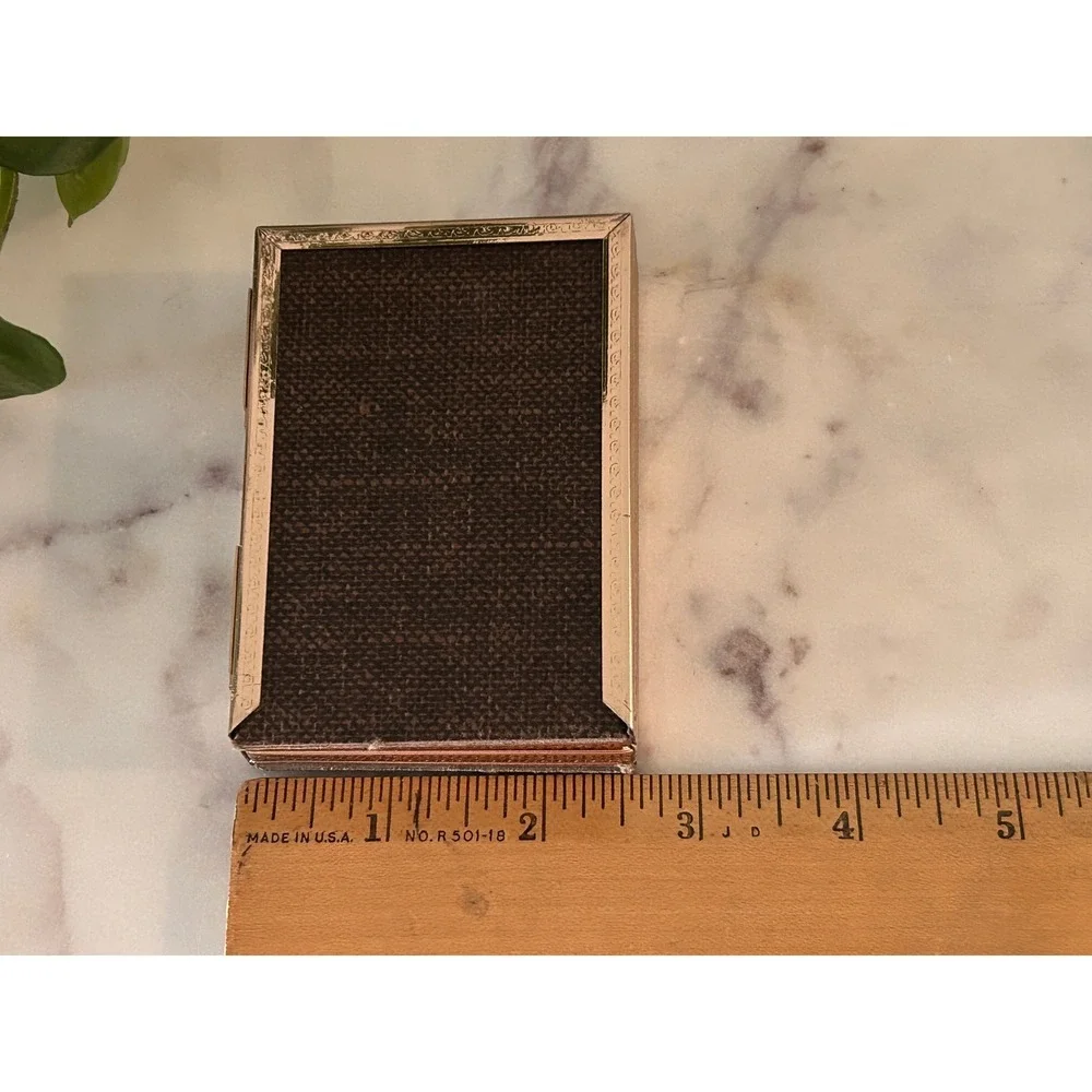Vintage Intercraft Gold Tone Folding Double Photo Frame 2.25 x 3.25 Non-Glare